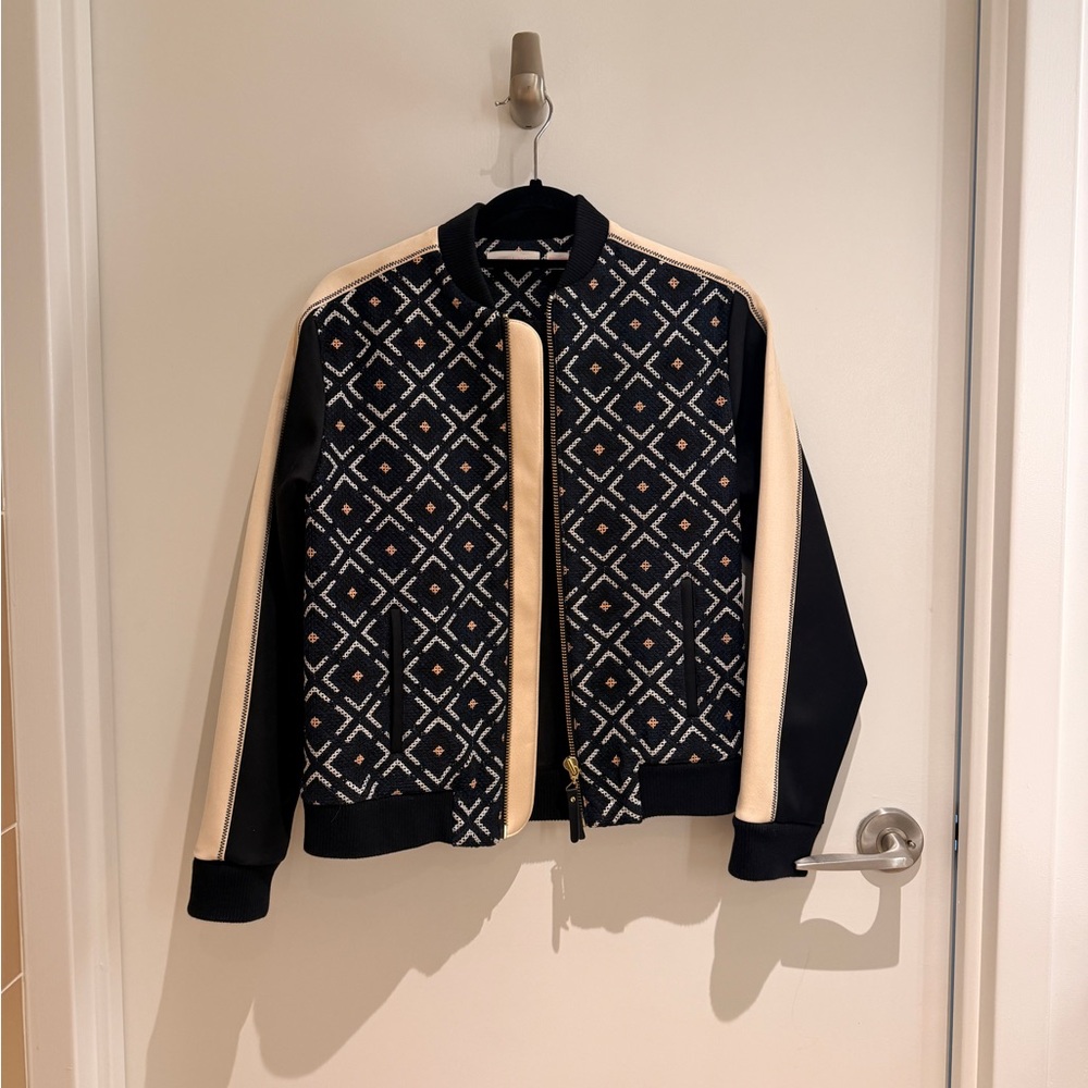 sass & bide Black, Cream and Gold Geometric Bomber Jacket